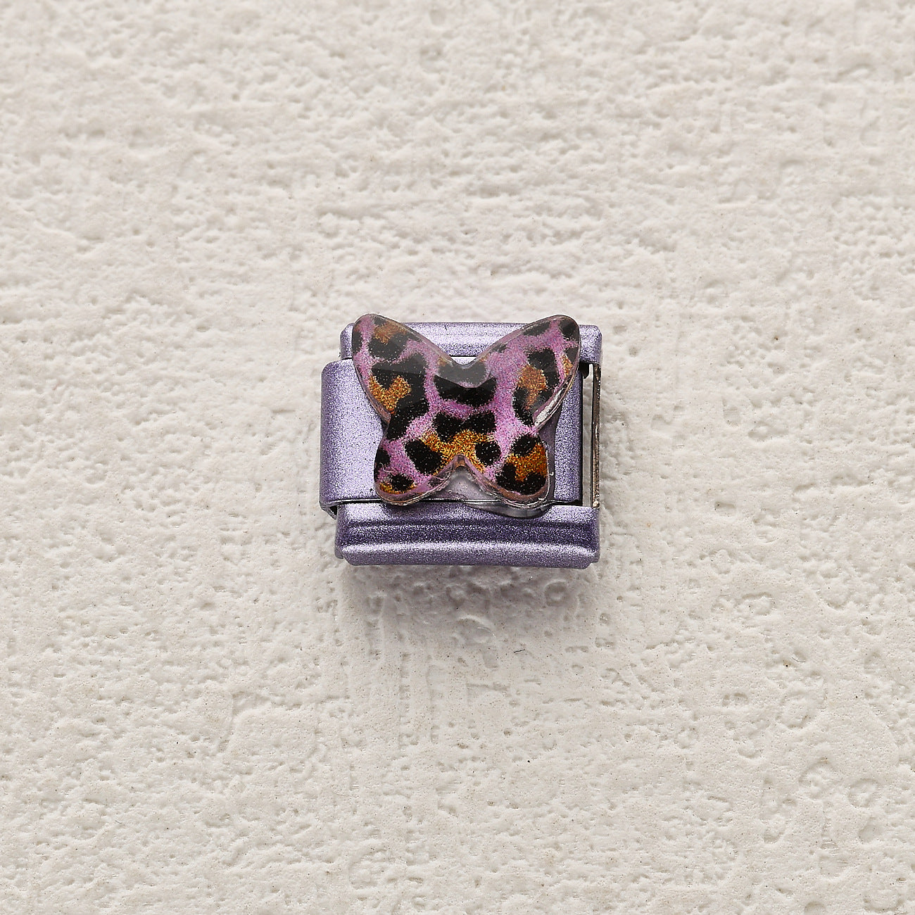 Wholesale 10pcsElegant Fashion Light Purple Italian Module Bow Flower Design DIY Stainless Steel Bracelet Accessories