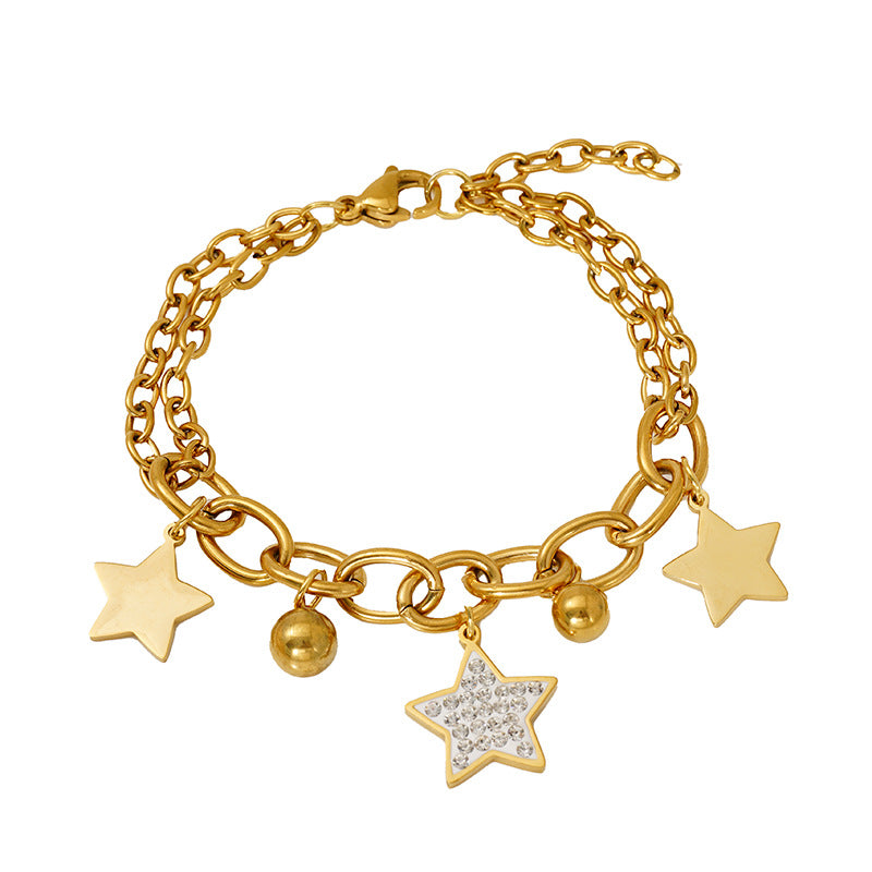 Wholesale 18k gold stainless steel star diamond jewelry
