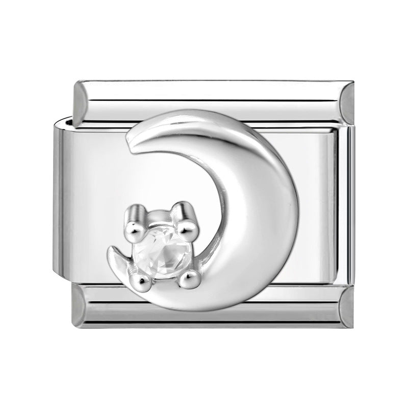 Wholesale 9mm Italian Charm Starter Bracelets DIY Zirconia-set Stainless Steel Composable Bracelet