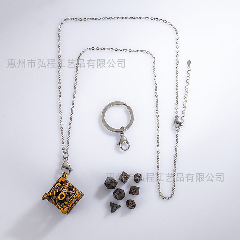Wholesale Mini Metal Hollow Dice Pendant Set Necklaces ACC-NE-HongC001