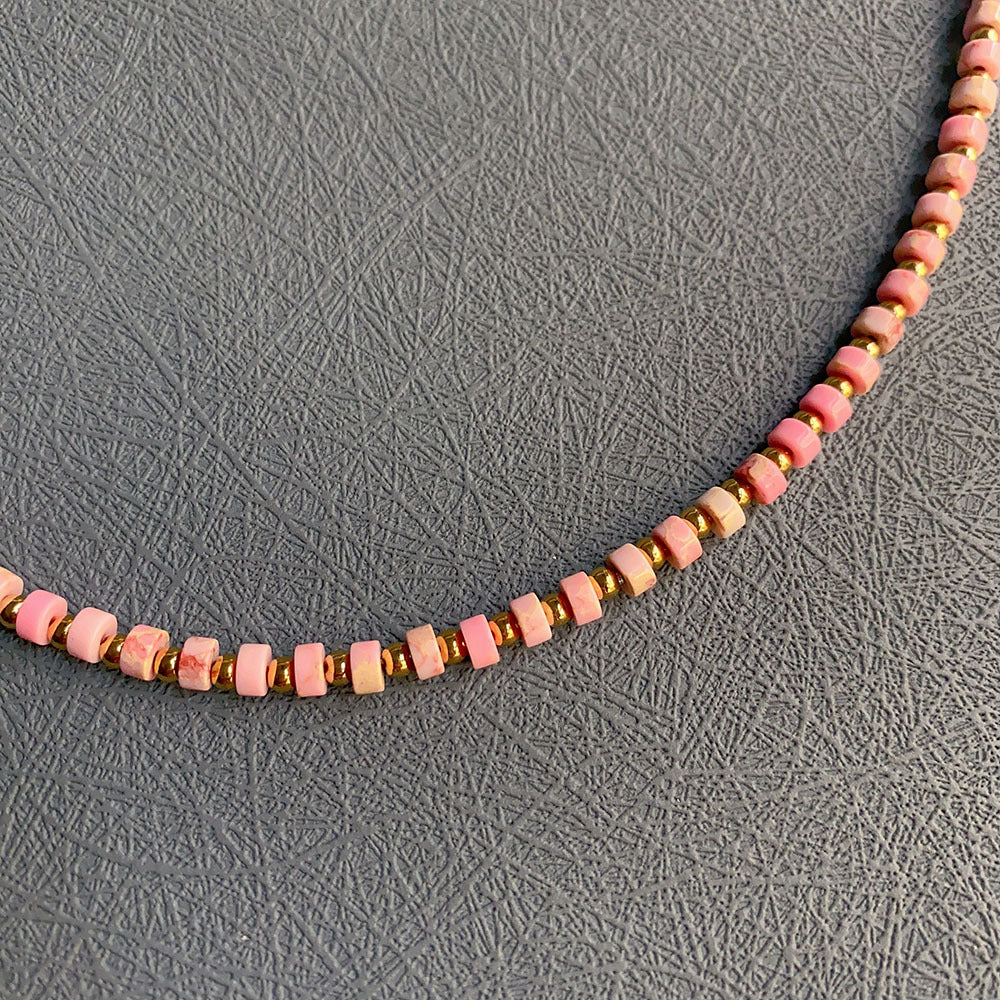 Wholesale Natural Stone Colored Necklace Clavicle Chain Handmade Beaded Multi-color Stacked Neck Necklace Choker Necklace ACC-NE-Yazhi002