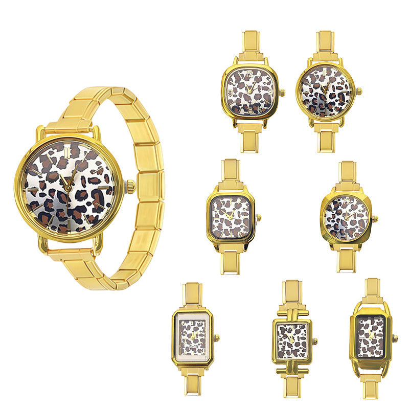 Wholesale New Cross-Border Leopard Print Italian Modular Watch,  Simple and Versatile,  DIY Detachable Watch Head