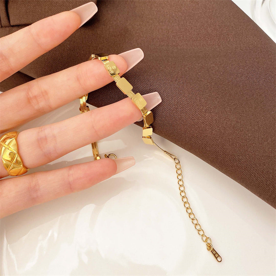 Wholesale Titanium Steel Bracelets Light Luxury Bracelet Cube LOVE Bracelet ACC-BT-YuXun001