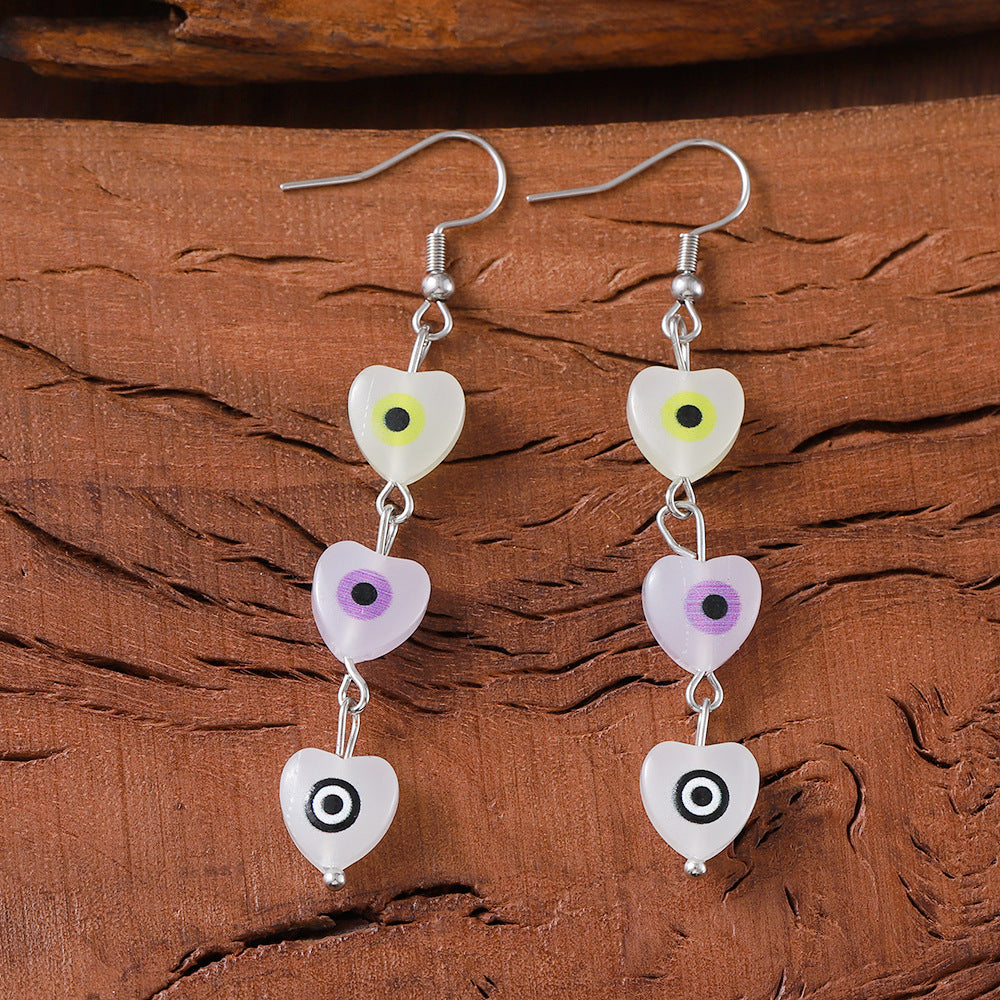 Wholesale Retro Evil Eye Tassel Flower Earrings Zinc Alloy Boutique Resale Jewelry Accessory