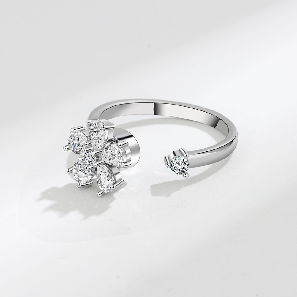 Wholesale Copper Clover Rotating Ring Open Ring ACC-RS-YZM005