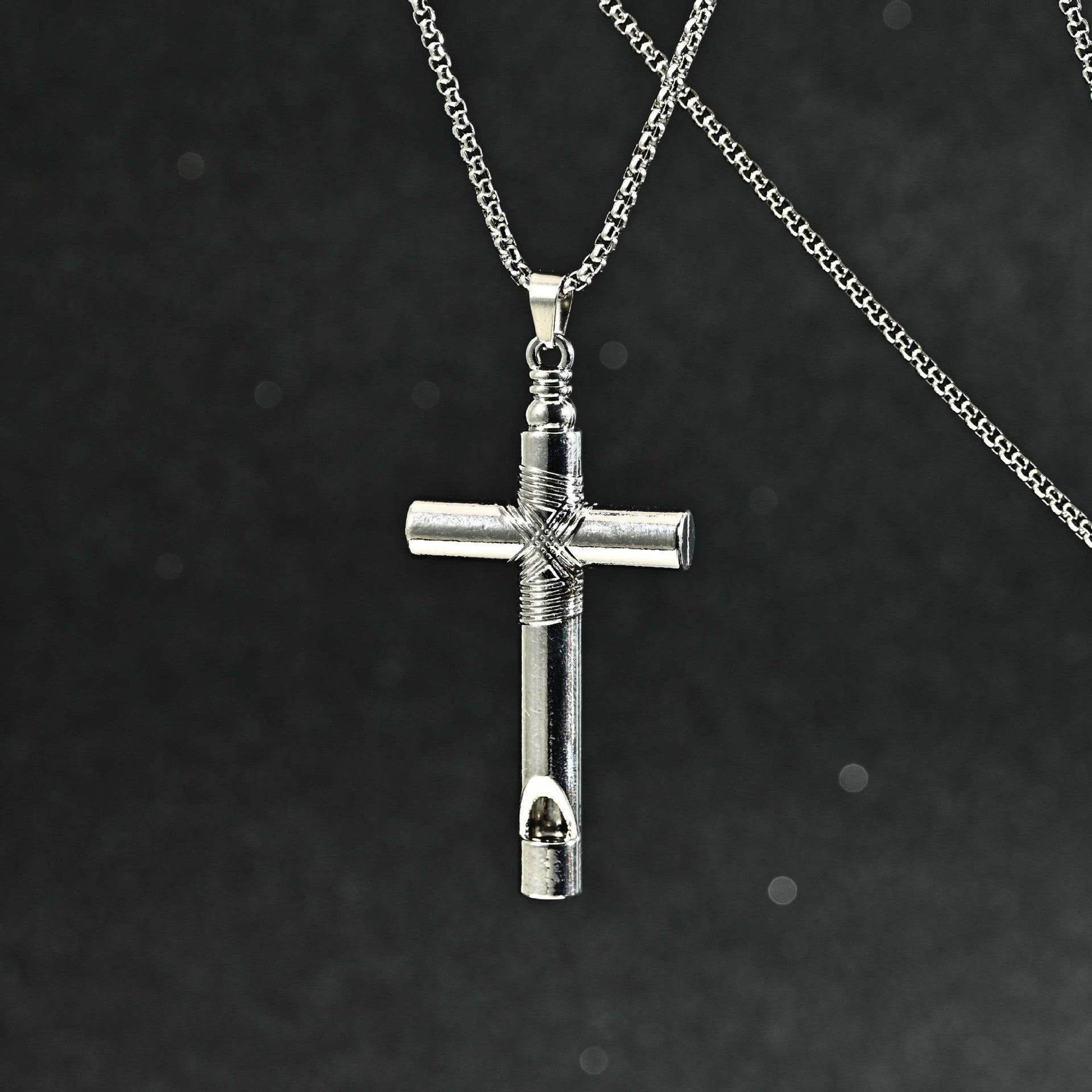 Wholesale Hip Hop Cross Pendant Whistle Necklace Chic Jewelry Accessory Gift For Men Women