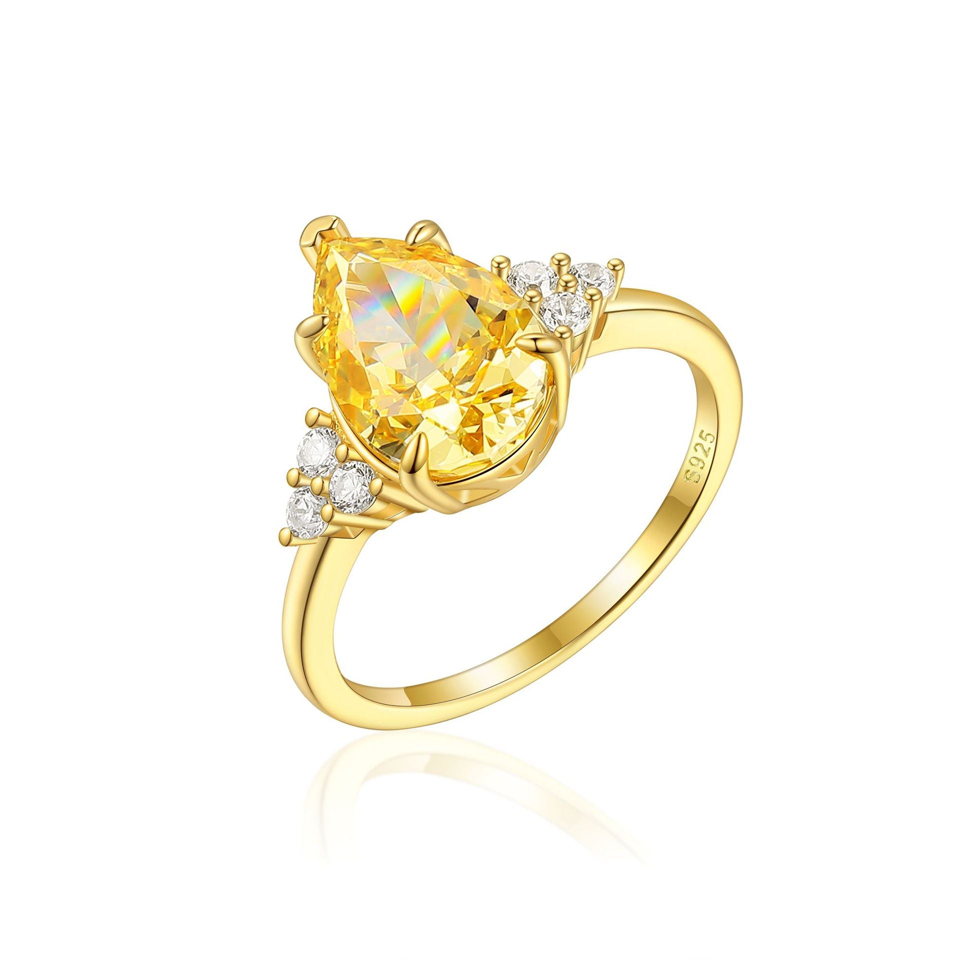 Wholesale  s925 Silver Simple Seiko Inlaid Yellow Diamond Personality Rings