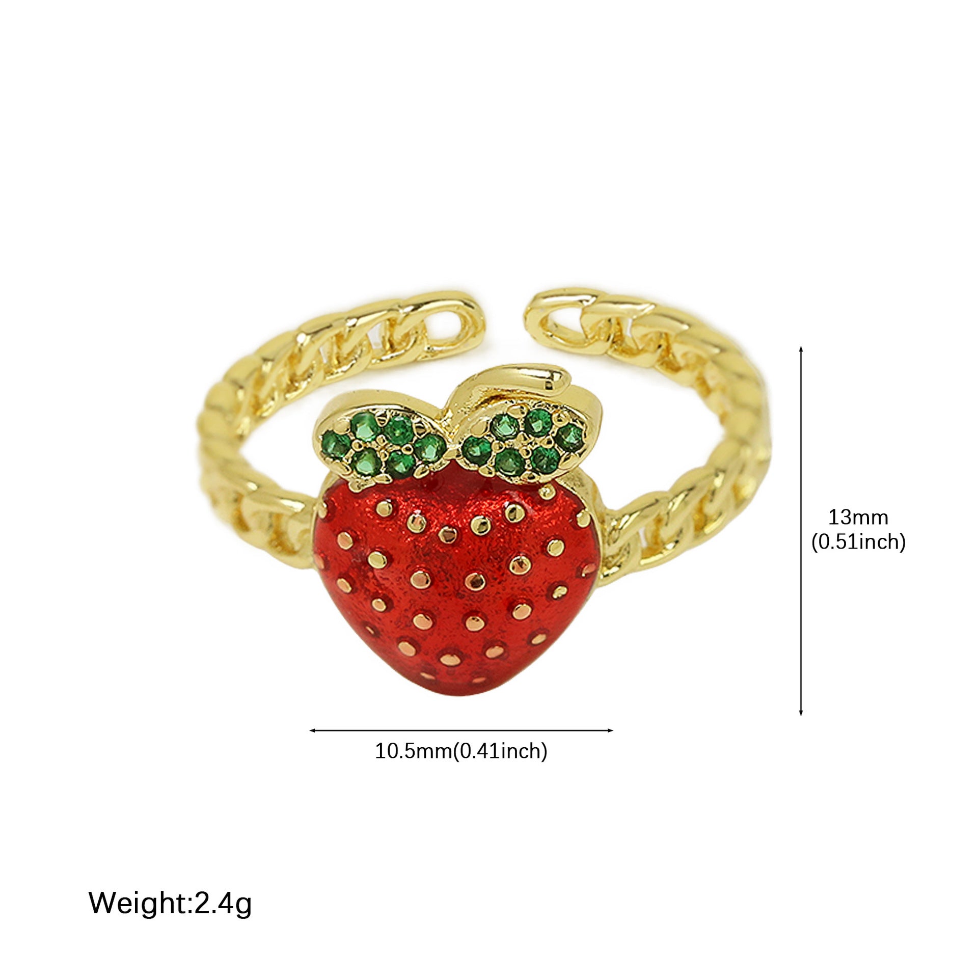 Wholesale  color drop strawberry cherry ring