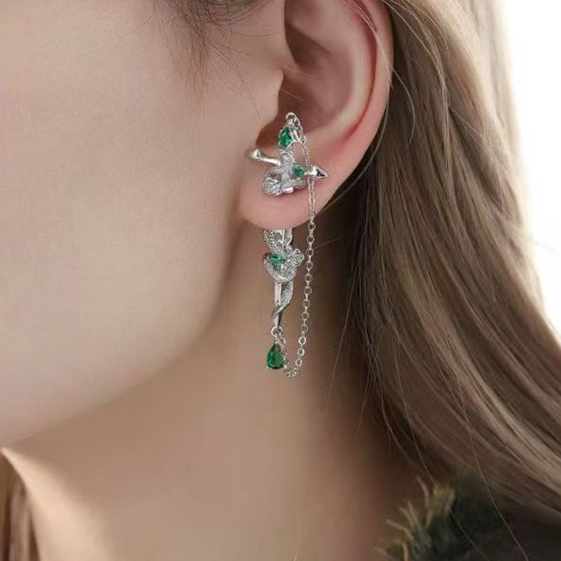 Wholesale Retro Snake Rose Flower Wrapped Piercing Earrings