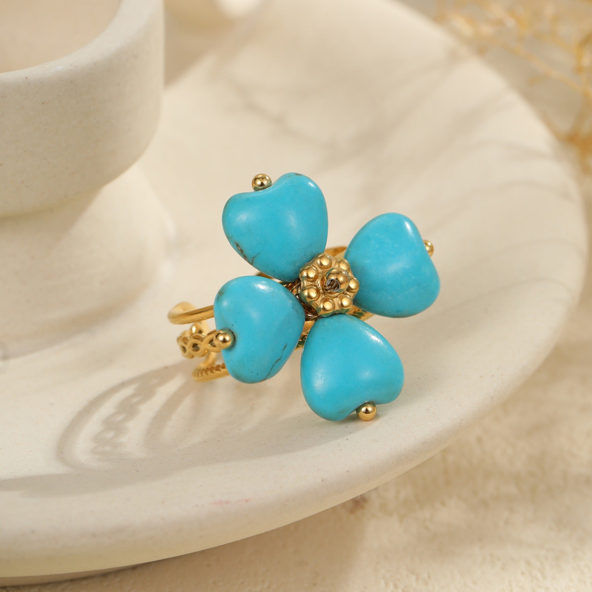 Wholesale Stainless Steel Western Style Turquoise Adjustable Ring