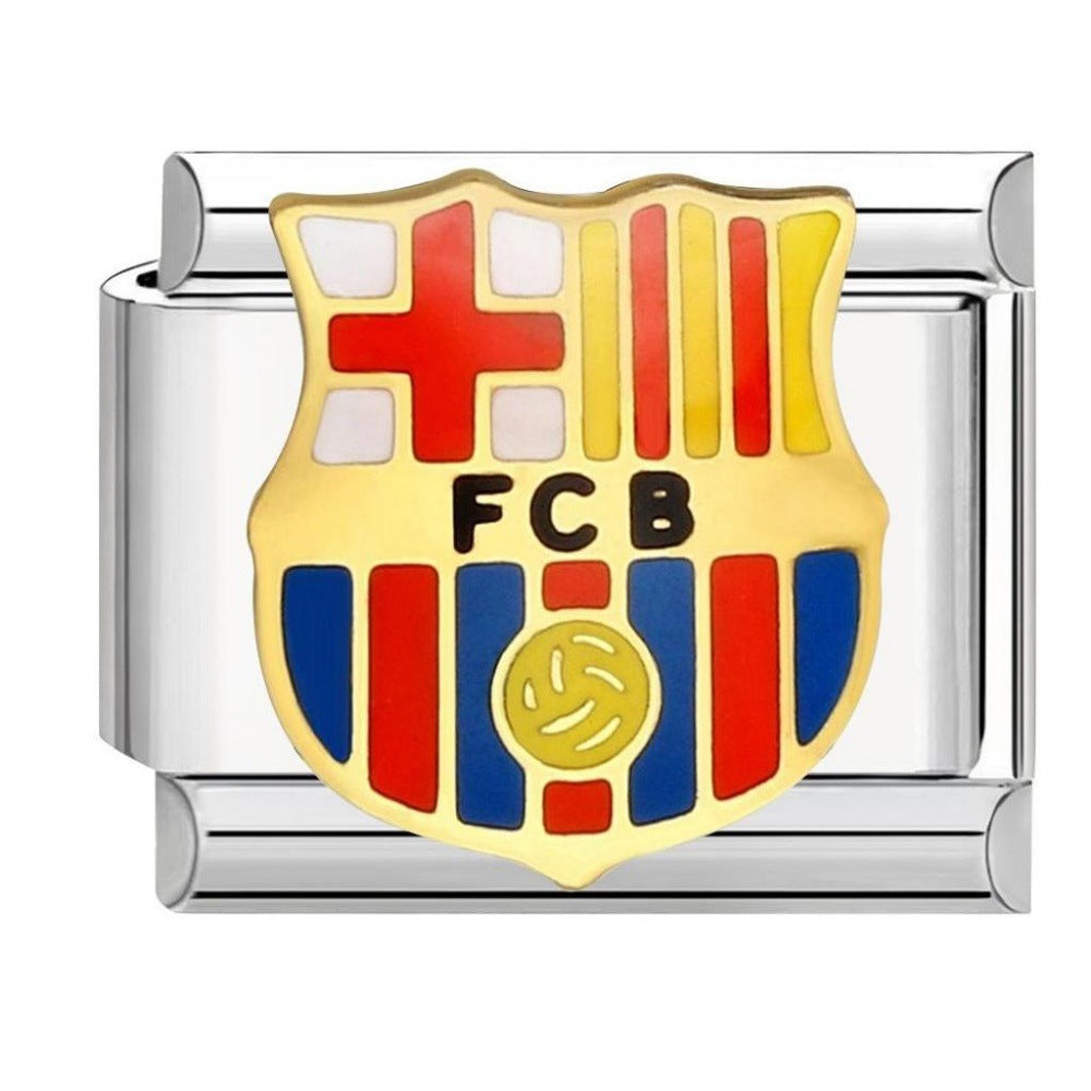 Wholesale Titanium Steel DIY Italian Charm Bracelet With Football Club Pattern Modular Accessory For Gift And Resale