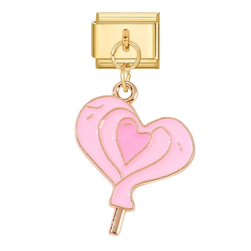 Wholesale Italian Charm Bracelet 9mm DIY Splicing Gold Heart Envelope Series Stainless Steel Composable Bracelet