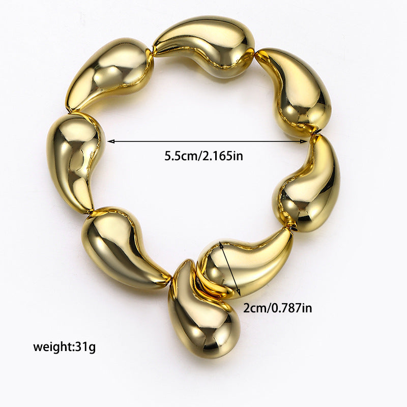 Wholesale Women S Teardrop Gold Silver Elastic Beaded Bracelet Trendy Fashion Accessory For Boutique Resale Gifts