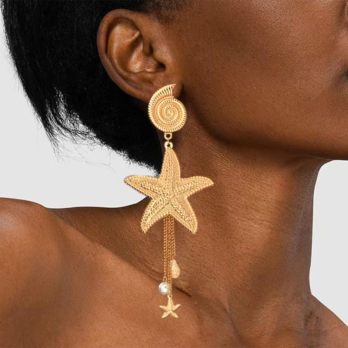 Wholesale Starfish and Seashell Tassel Earrings Summer Beach Style Fashion Accessory for Party Wear or Boutique Resale