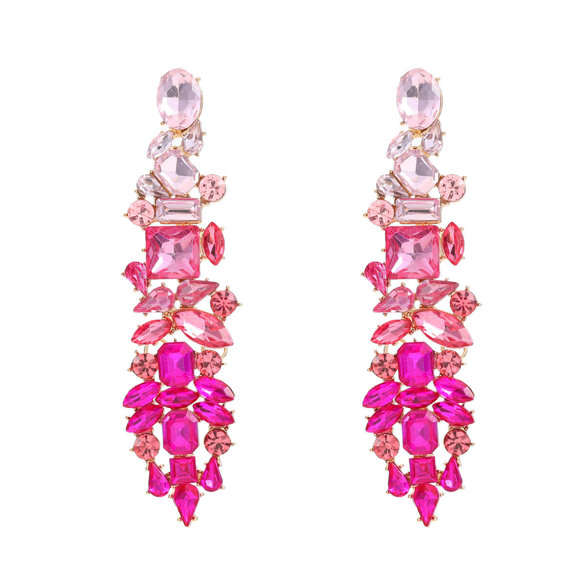 Wholesale Rhinestone Colored Gemstone Tassel Long Banquet Alloy Earrings ACC-ES-JL026