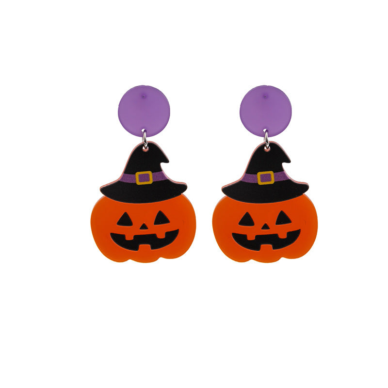 Wholesale Halloween Pumpkin Head Ghost Spider Web Earrings ACC-ES-MDD038