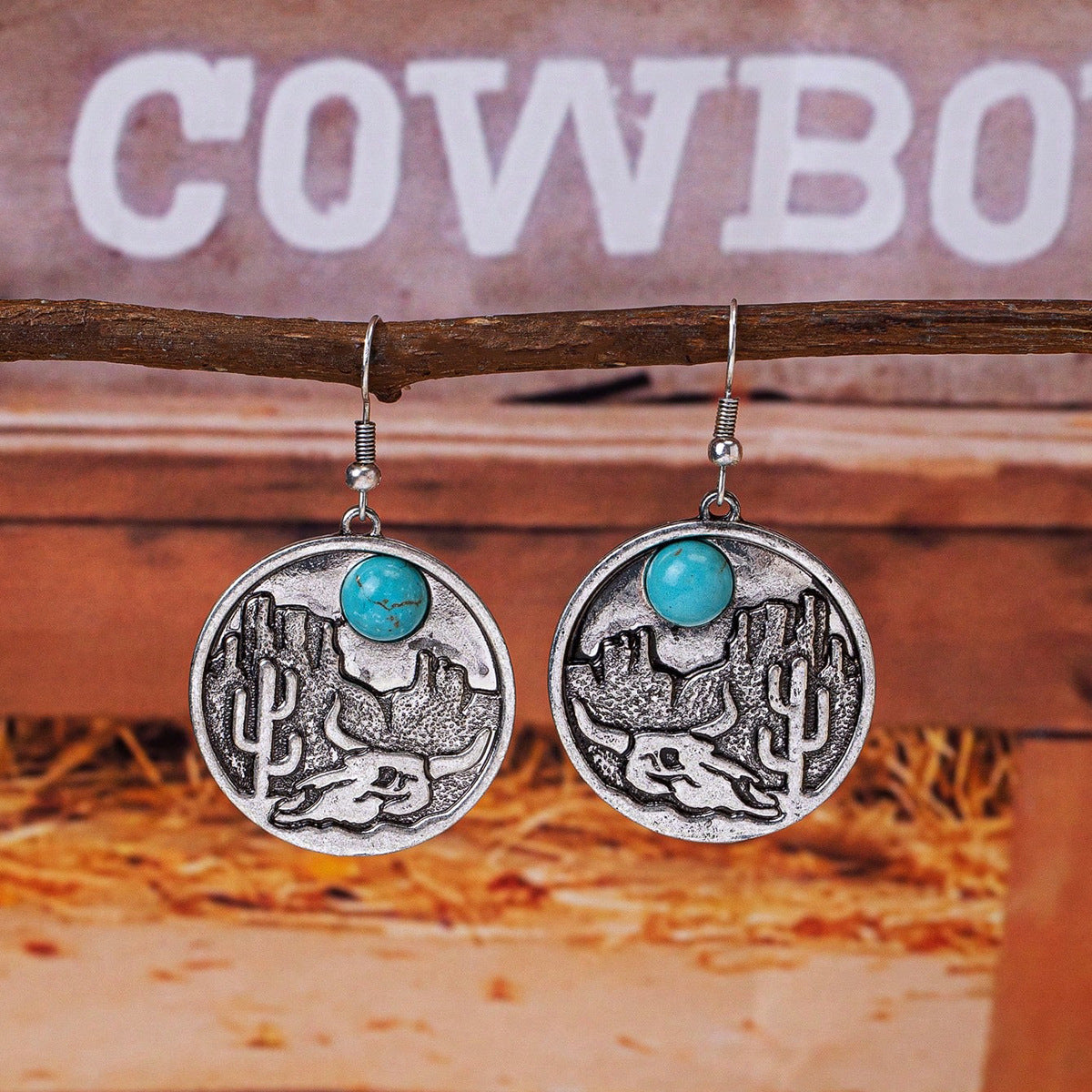 Wholesale  Western Style Retro Flower Horse Highland Cow Desert  Earrings