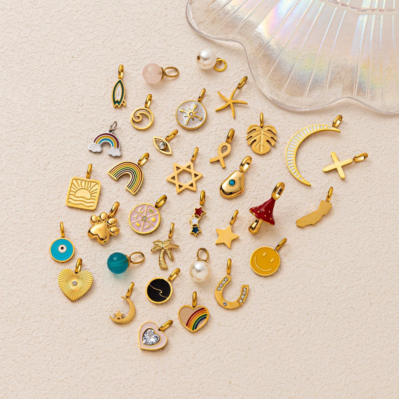 Wholesale 2PCS Titanium steel flower eye adjustable pendant