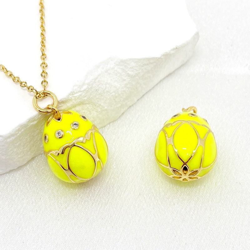 Wholesale 14K Colorful Pendant Easter Egg Pendant Necklace
