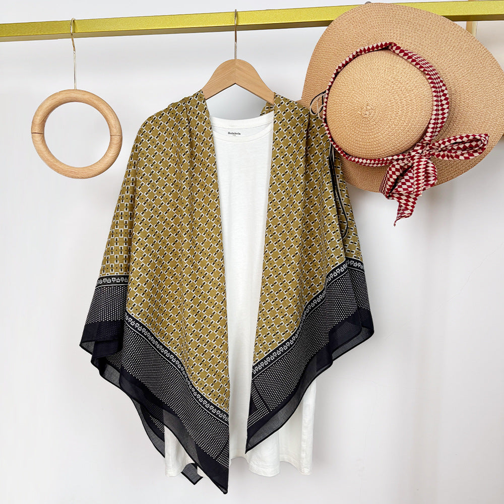 Wholesale Silk Cotton with Sun Protection 105cm Silk Scarf