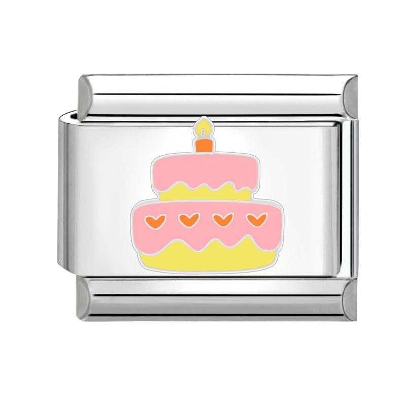 Wholesale Italian Charm Bracelet 9mm DIY Splicing Cute Dessert Titanium Steel Composable Bracelet