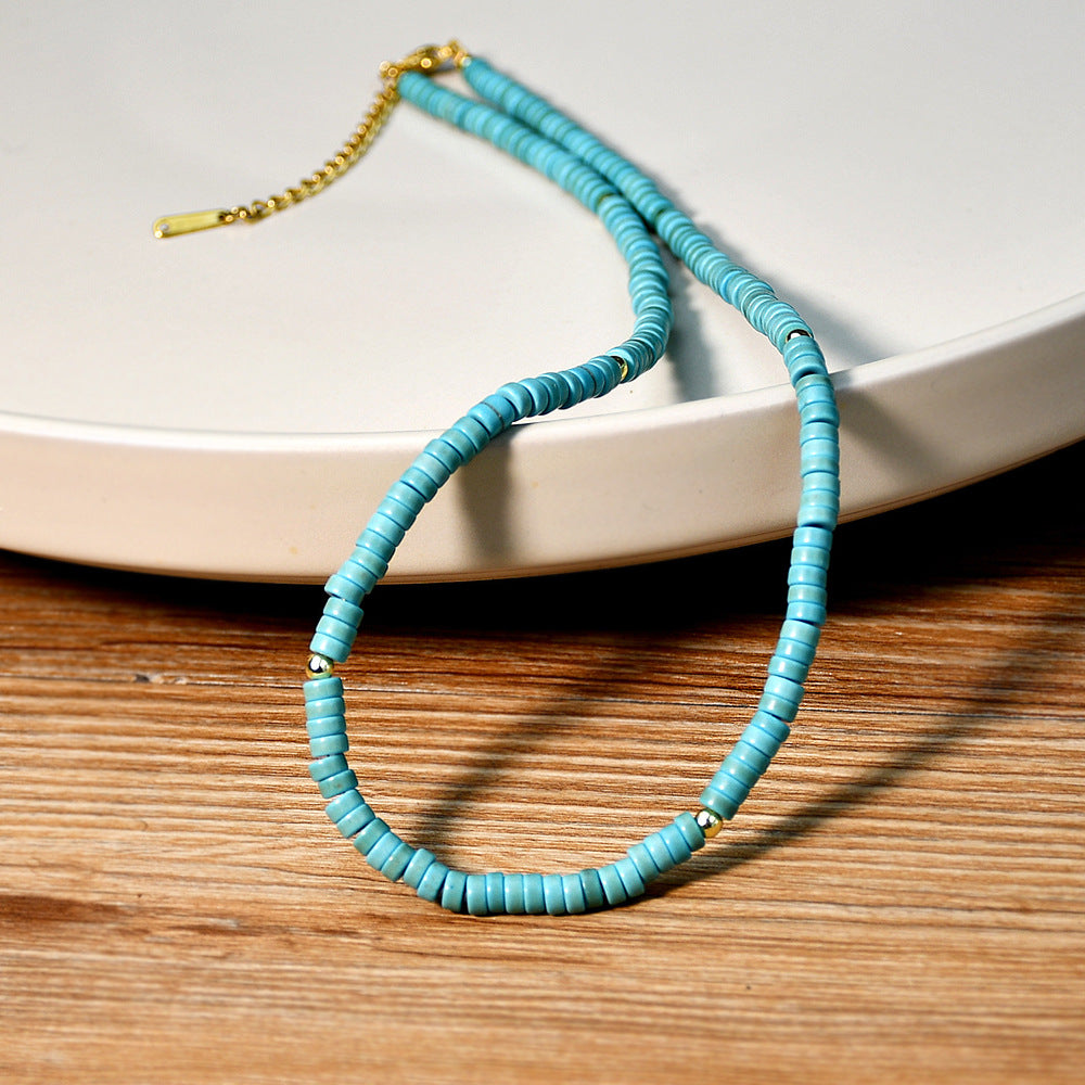 Wholesale Long Ethnic Style Turquoise Beaded Sweater Chain Necklace