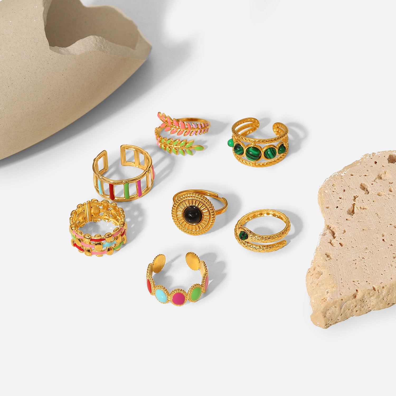 Wholesale Vintage Oil Drop 18k Stainless Steel Open Rings ACC-RS-WanX005