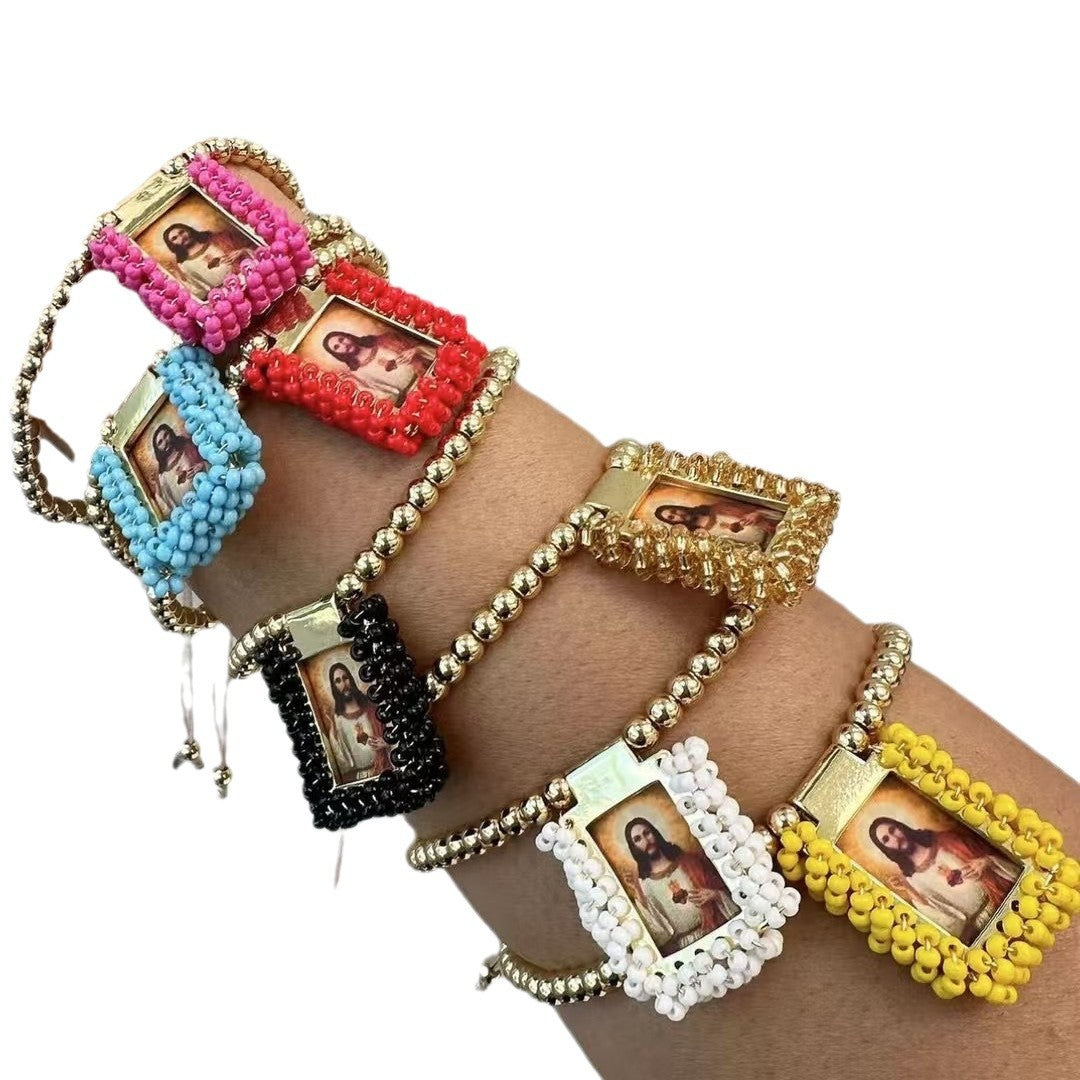 Wholesale Handmade Square Religious Figure Bracelet