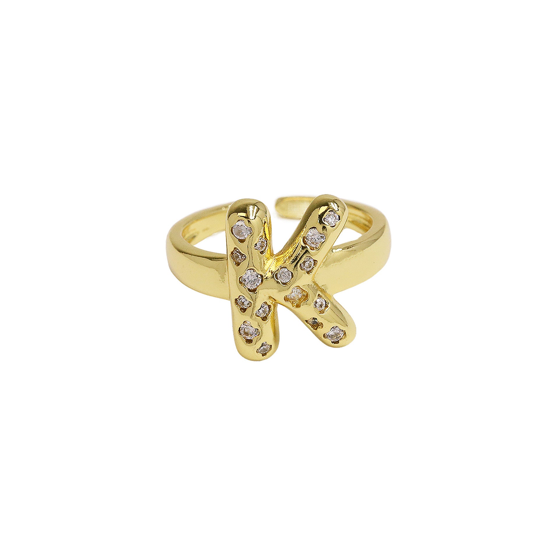 Wholesale Micro-inlaid Zircon Bubble Bubble Balloon Cute 26 English Letters Open Ring