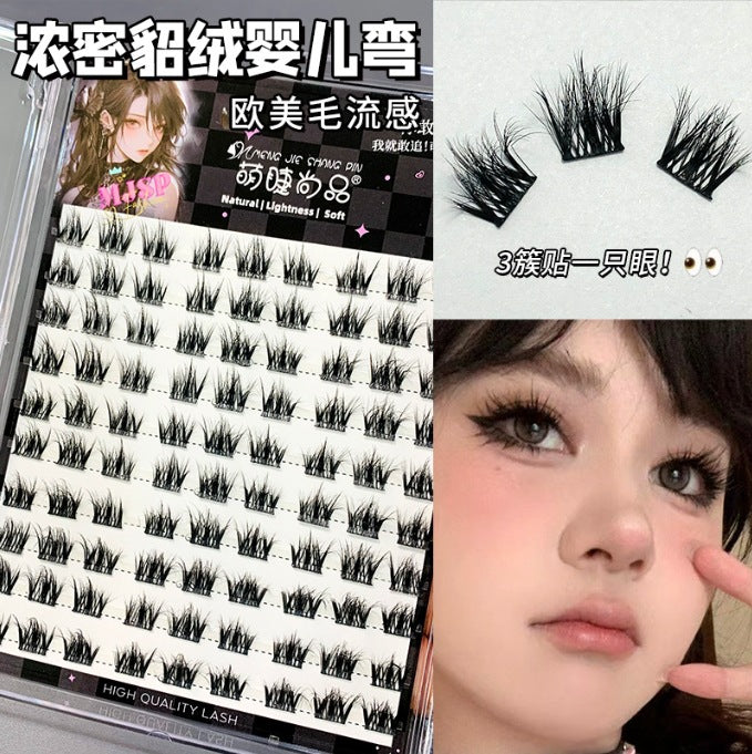 Wholesale Large Capacity 5D Mink Velvet Baby Curved Lazy Trilogy False Eyelashes ACC-FS-Rous005