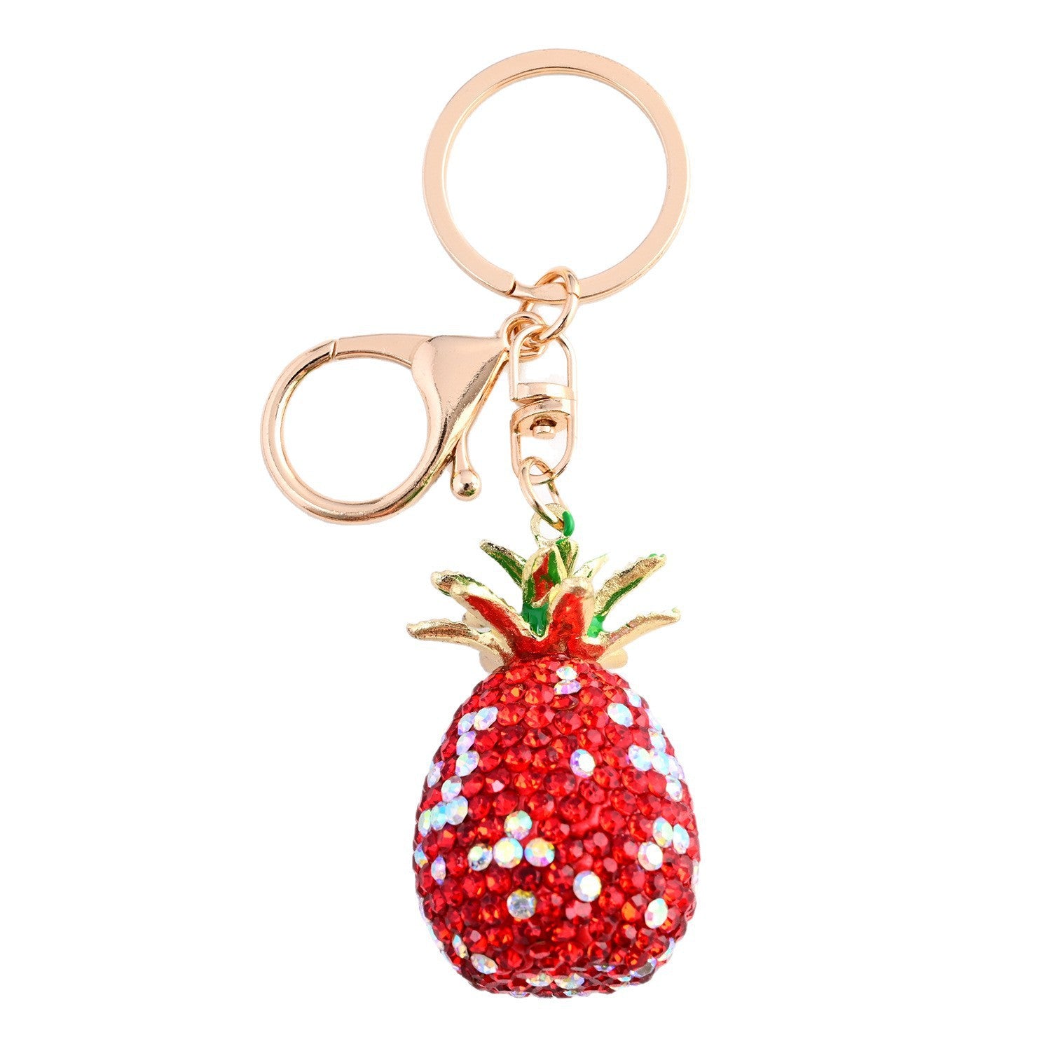 Wholesale Diamond-Encrusted Simulated Pineapple Car Keychain  Bag Pendant Metal Keychain