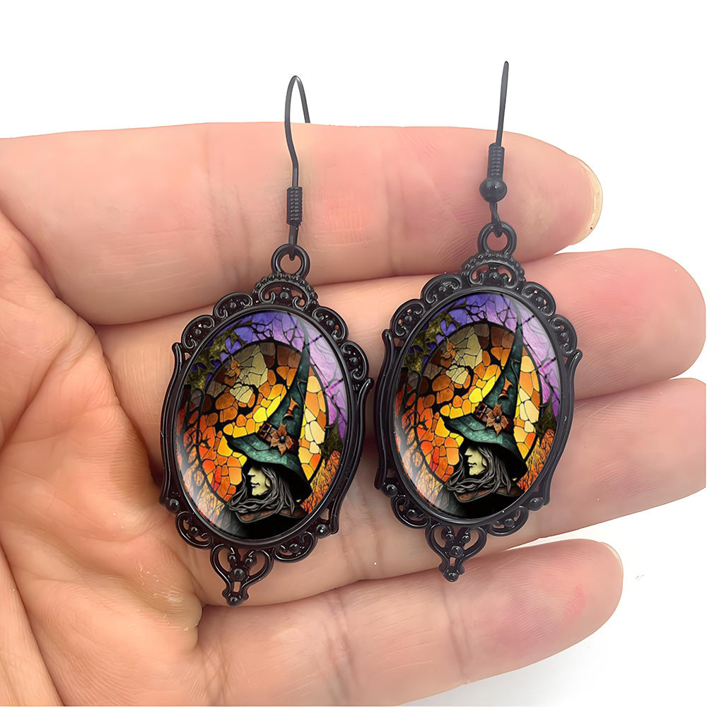 Wholesale Halloween Dark Series Oval Pendant Earrings