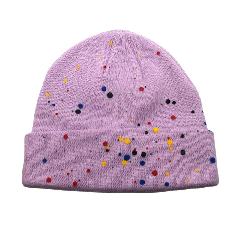 Wholesale  colorful polka dot graffiti knitted hat