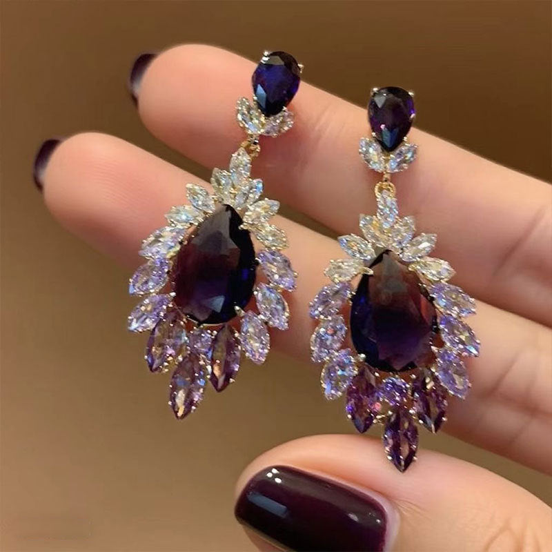 Wholesale Retro Accessible Luxury High-End Sparkling Full Diamond Tassel Earrings