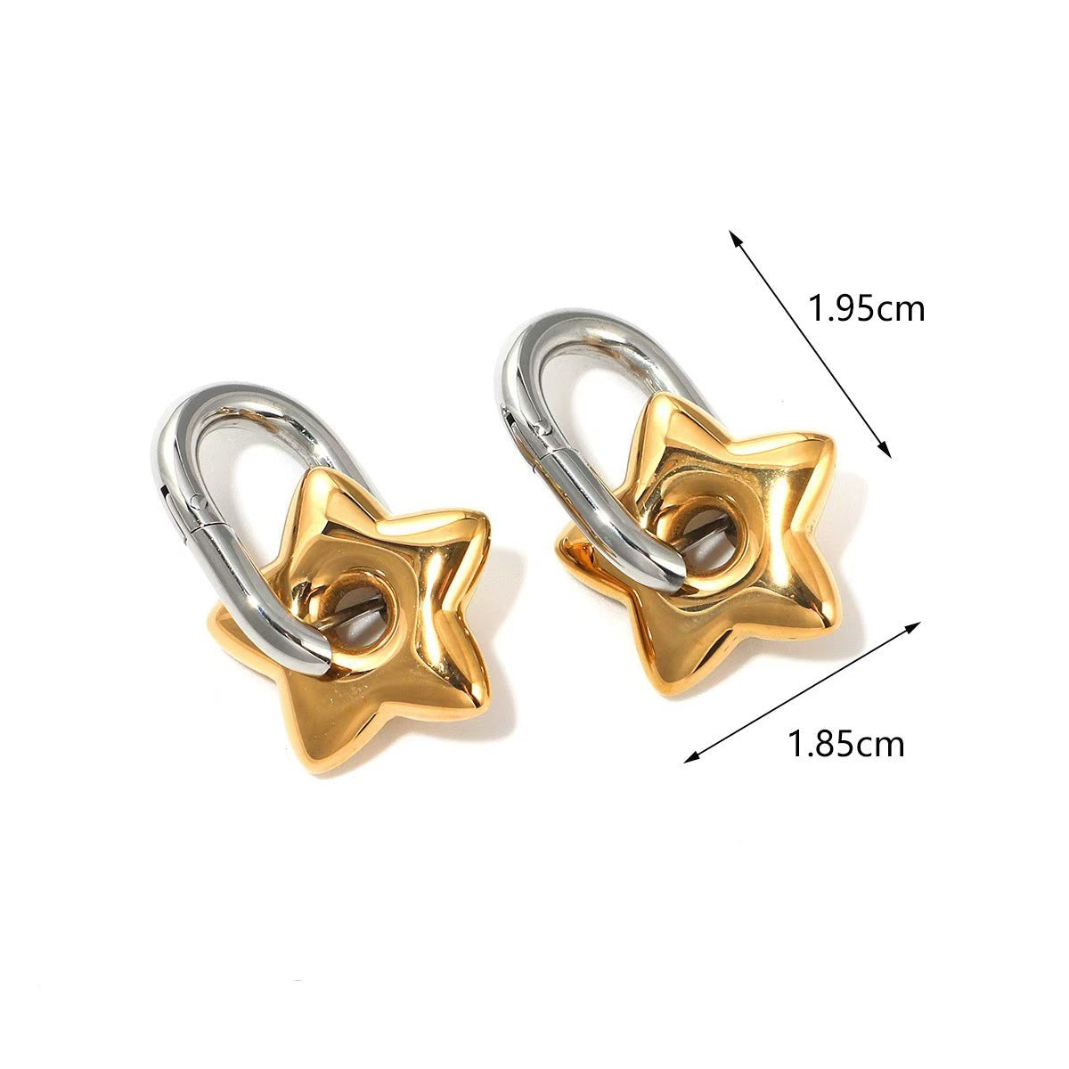 Wholesale stainless steel contrast color genuine 18k gold plated heart earrings
