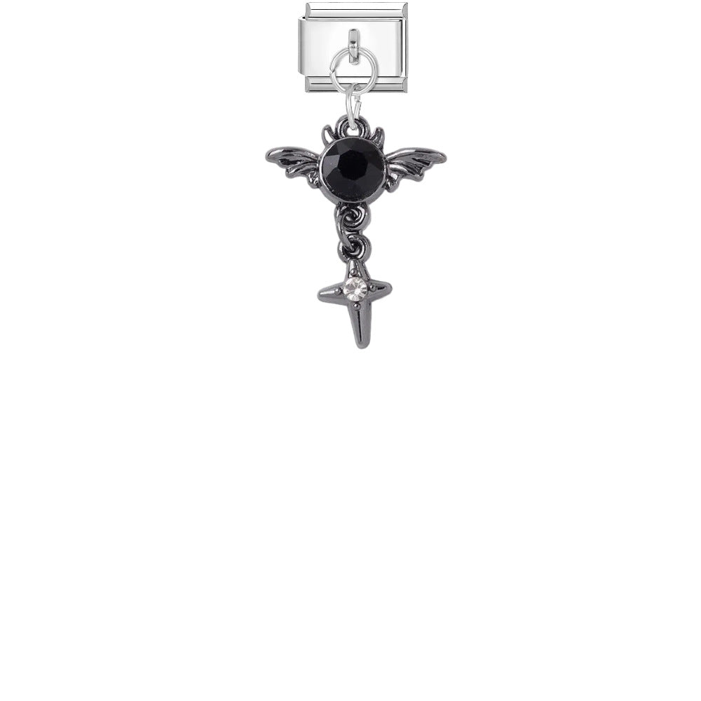 Wholesale Dark Punk DIY Bracelet Strap - Titanium Steel Black Cross Enamel,  Jewelry Accessory for Resale