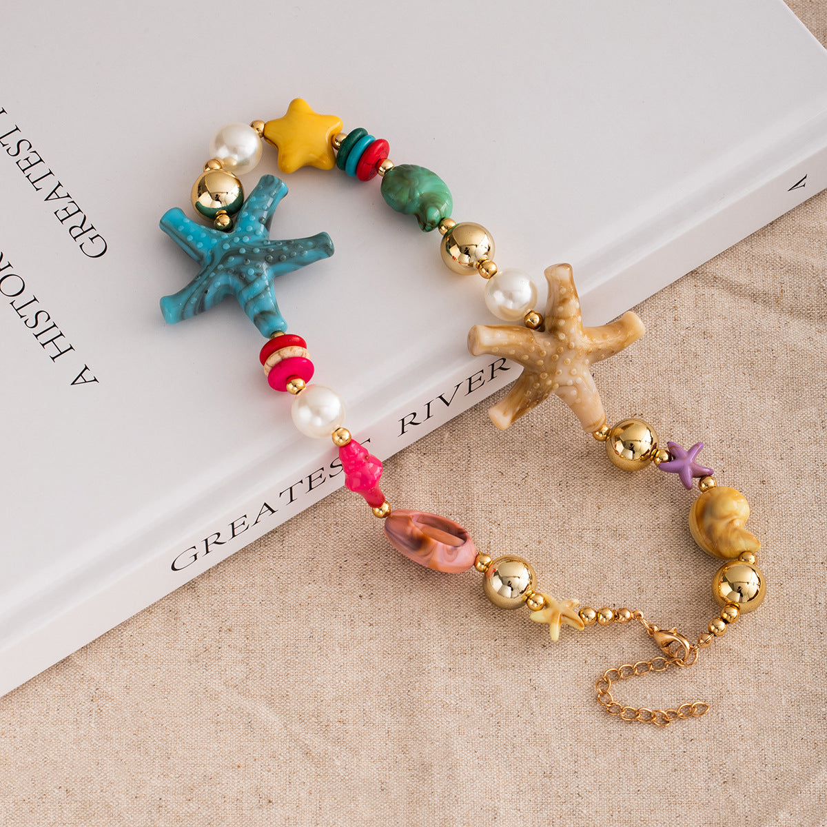 Wholesale Colorful Beaded Star Pendant Necklace