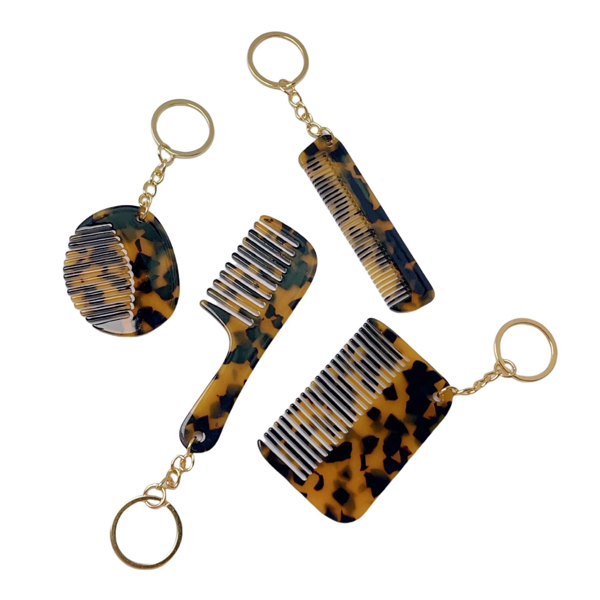 Wholesale  Leopard Print Keychain Comb Bag Pendant DIY Keychains