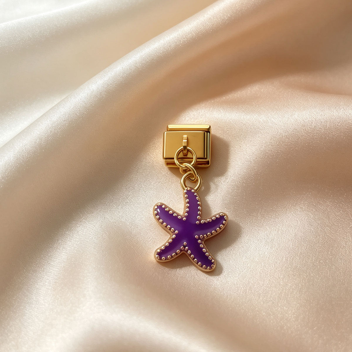 Wholesale Cross-border colored drip starfish DIY jewelry accessories,  gold and silver square buckle pendants,  handmade assembly bracelets