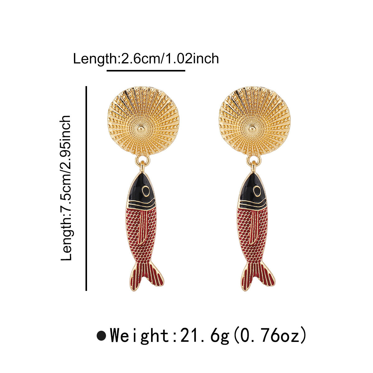 Wholesale pendant fish earrings summer beach vacation style earrings