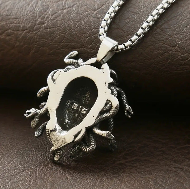 Wholesale Retro Snake Woman Medusa Statue Myth Pendant Necklace
