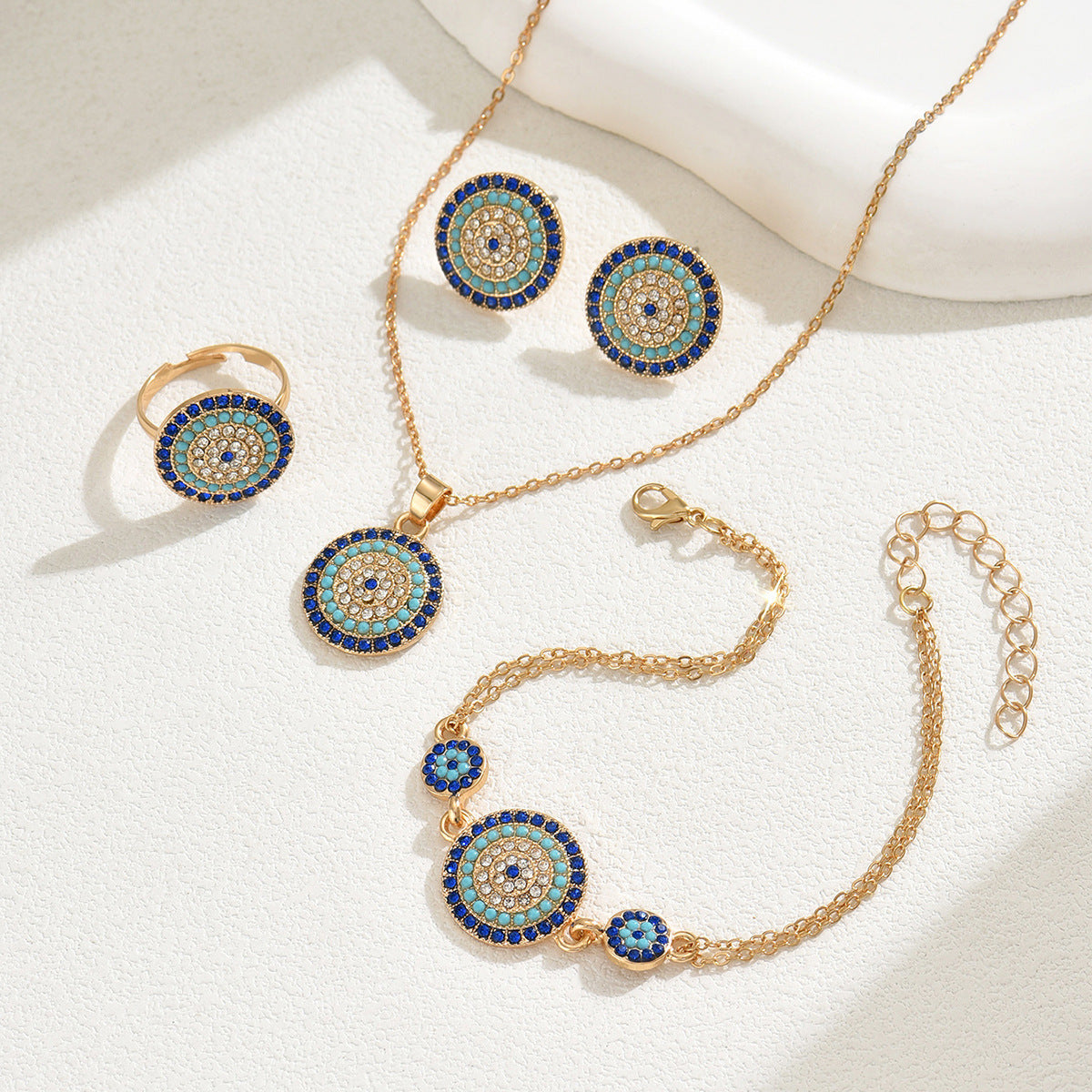 Wholesale Geometric round diamond design rice bead bracelet open ring