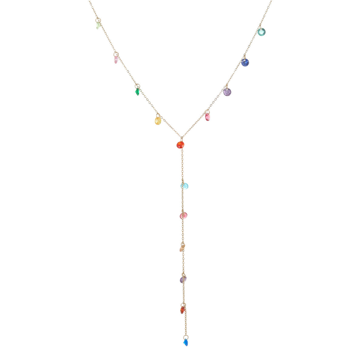 Wholesale Stainless steel  18K Gold Color Zircon Dopamine Necklace Y Chain