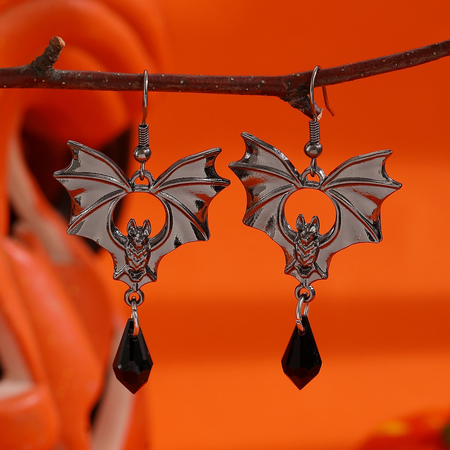 Wholesale Gothic Bat Pendant Earrings,  Zinc Alloy Ancient Silver,  Trendy Party Wear Fashion Accessory