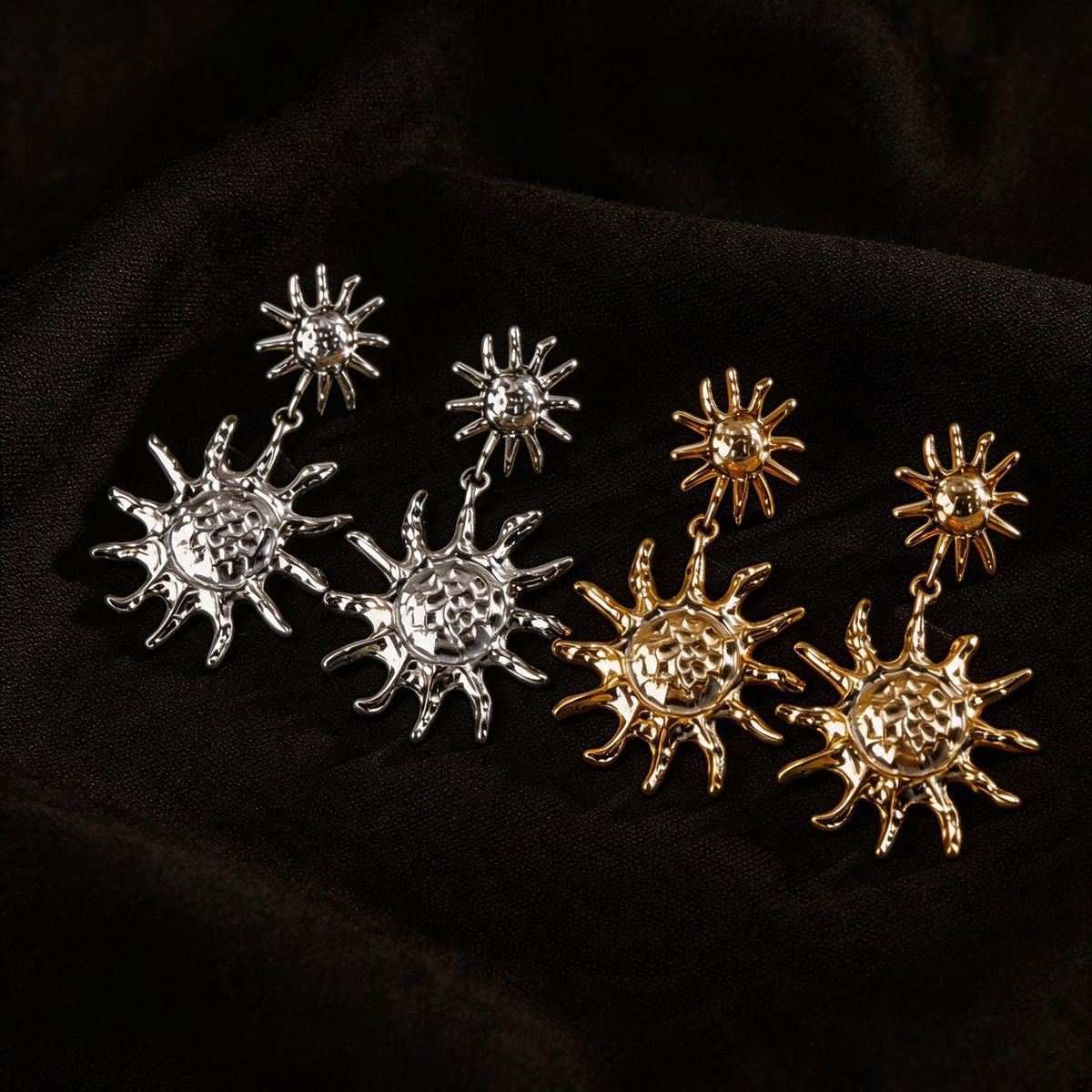 Wholesale Alloy Vintage Baroque Sun God Earrings - Trendy Party Jewelry Accessory