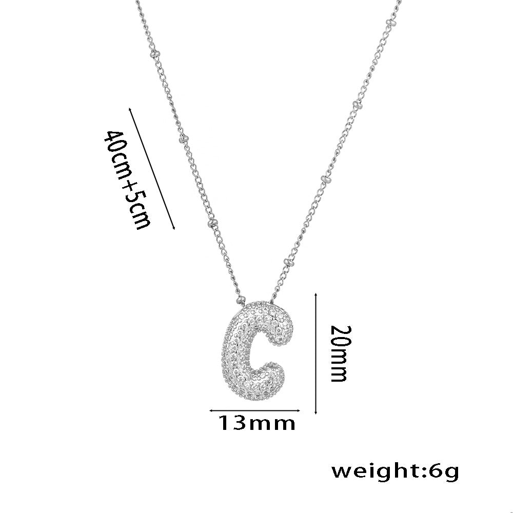 Wholesale Micro-Inlaid Zirconia Letter Pendant Necklace ACC-NE-KuCai012