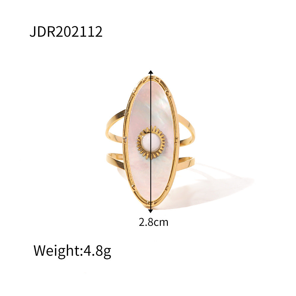 Wholesale Vintage Stainless Steel Ring 18k Gold Plated Ring Inlaid with Malachite ACC-RS-Jied004