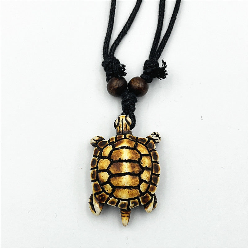 Wholesale Vintage Turtle Necklace Carved Turtle Pendant Resin Sweater Chain ACC-NE-ShuangDe001
