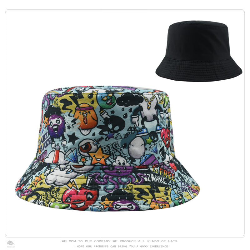 Wholesale Retro Pattern Printed Bucket Hat Double Sided Basin Hat ACC-HT-DaQi001