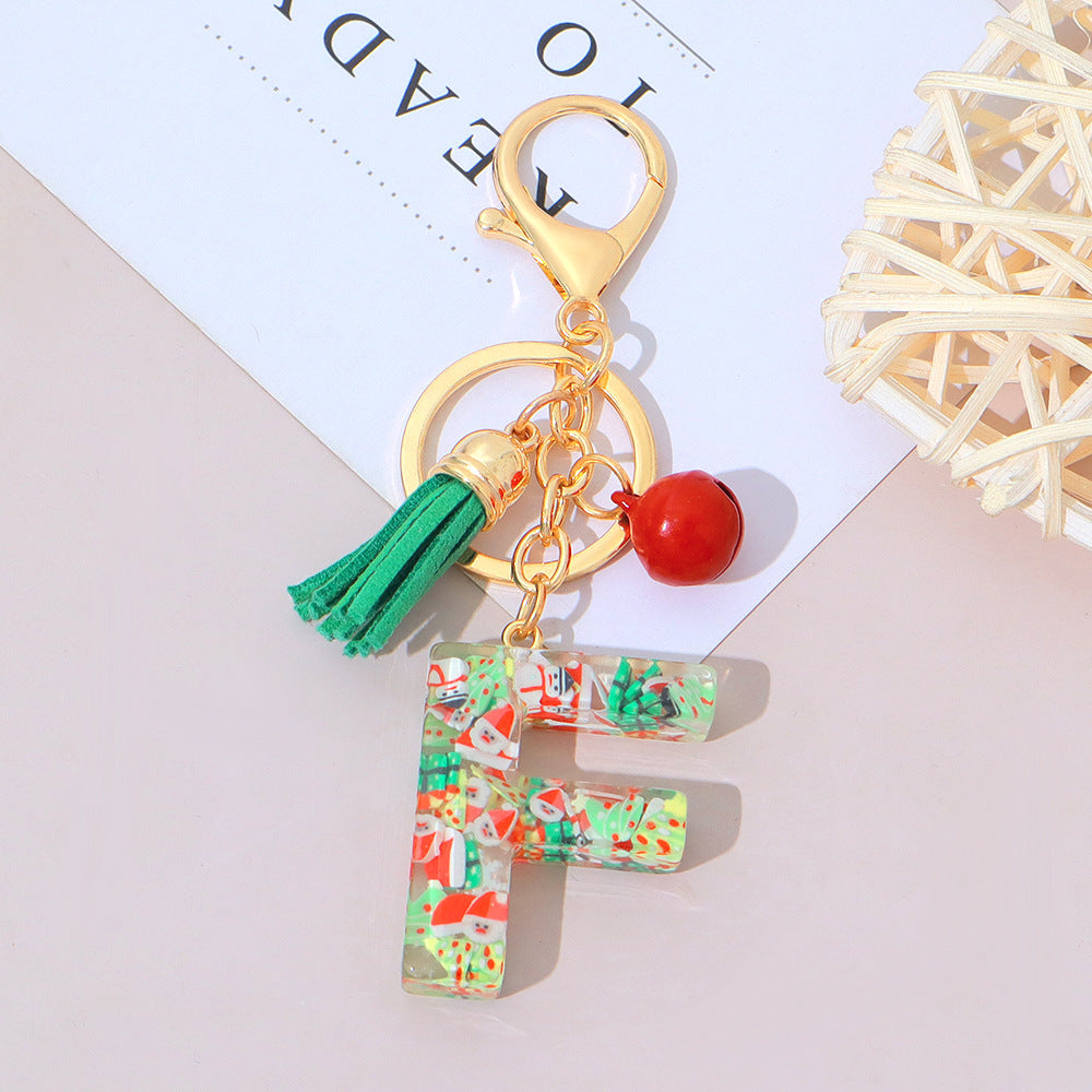 Wholesale Resin English Letter Keychain with Tassel Festive Holiday Party Bag Charm